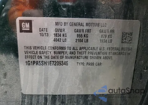 2014 Chevrolet Cruze Ls z USA, uszkodzony, nr VIN 1G1PA5SH1E7209346